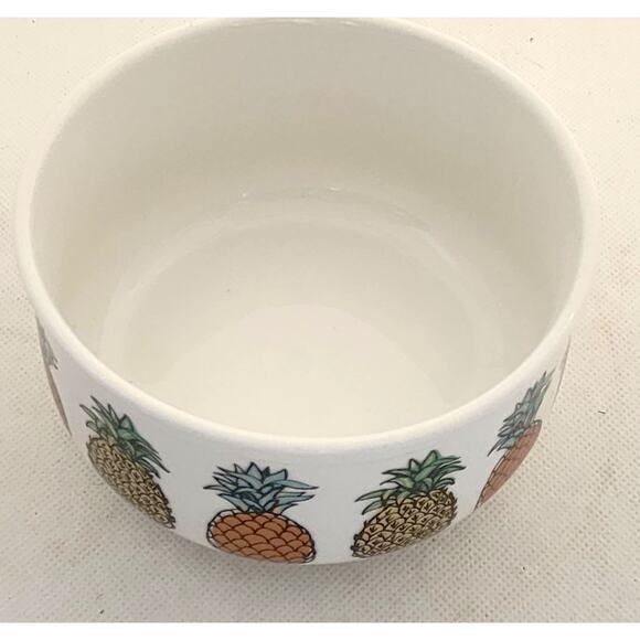 Pet Bowl-Food or Water-Grace Fine Ceramic-Pineapple Design-White-Small - Picture 2 of 7